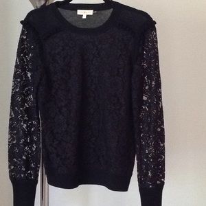 Tory Burch Black Lace Crew Neck Sweater